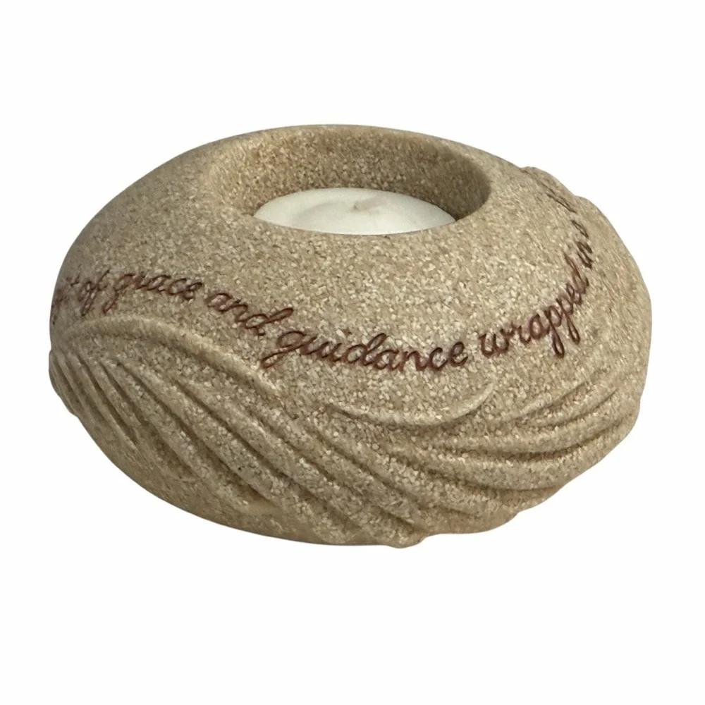 Sandstone-style Inspirational Tea Light Candle Holder (resin)